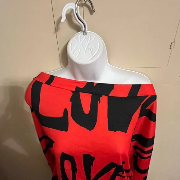 Never Been Worn-Red and Black Off-Shoulder Sweater - Picture 3 of 4